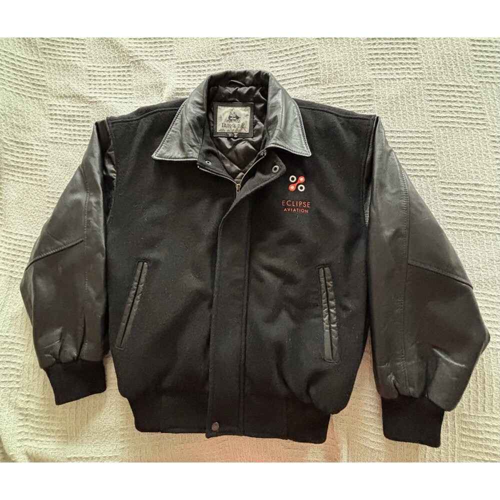 Men’s Burk’s Bay Letterman Jacket Black Small Wool And Leather Eclipse 500